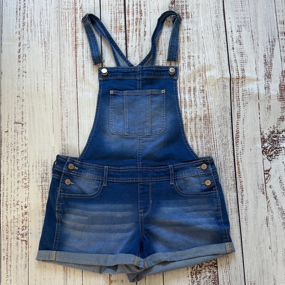 No Boundaries Blue Jean Shorts Overalls Large